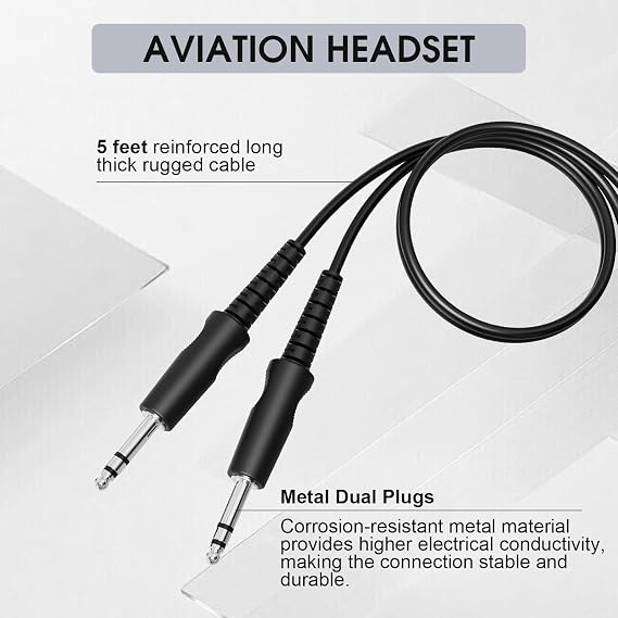 General Aviation Headset GA Dual Plugs Pilot Headsets Passive Noise Cancelling with Mono and Stereo Microphone 24db Reduction Boom Mic Hearing Protection Gel Ear Seals Headphones
