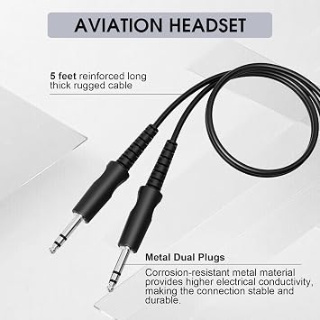 General Aviation Headset GA Dual Plugs Pilot Headsets Passive Noise Cancelling with Mono and Stereo Microphone 24db Reduction Boom Mic Hearing Protection Gel Ear Seals Headphones