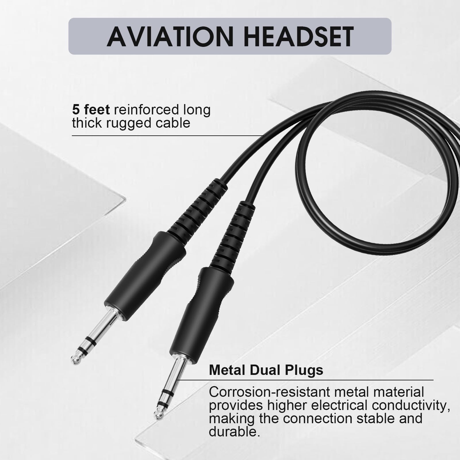 General Aviation Headset GA Dual Plugs Auriculares Piloto Pasiva Cancelación de Ruido con Micrófono Mono y Estéreo Reducción 24dB Boom Micrófono Protección Auditiva Gel Ear Seals Auriculares