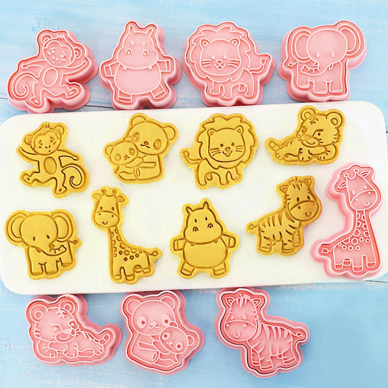 8 Pcs Cookie Cutters, 3D Cookie Cutter with Plunger Stamp, Animal Shape Molds, Embossing Plastic Biscuit Cutter Set for Kids Fondant Cookie Baking Cake Decorations Birthday Party Supplies - Image 8