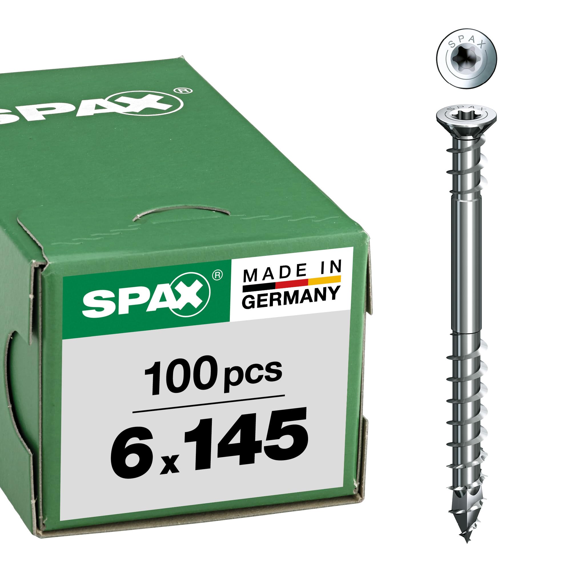 Śruba regulacyjna, 6 x 145 mm, 100 sztuk, łeb płaski, T-STAR plus T30, rowki mocujące, 4CUT, WIROX - 0161010601455