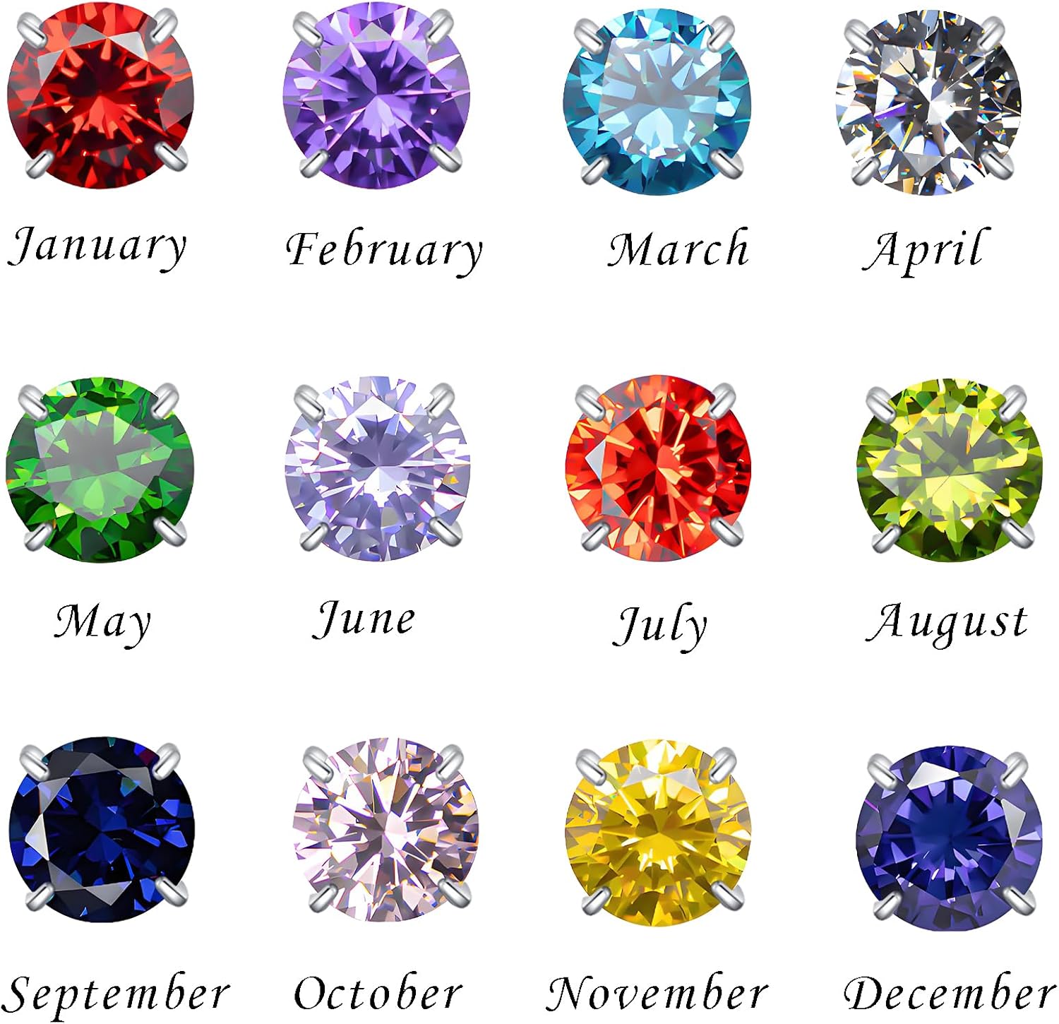 Titanium Screw Back Stud Earrings for Women Men, Hypoallergenic Double Side 5A Cubic Zirconia Flat Back Earrings Birthstone Stud Jewelry 6mm - Image 7