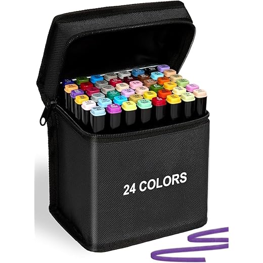 Krujyam 24 Color Dual Tip Art Markers Set