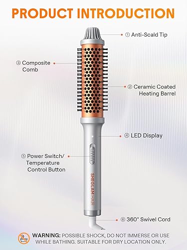 Miniatura 5 de SHEGLAM Hair It-Curl - Cepillo térmico para rizar el cabello, 1.5 pulgadas, voluminizador, volumen de raíces y rizos sueltos