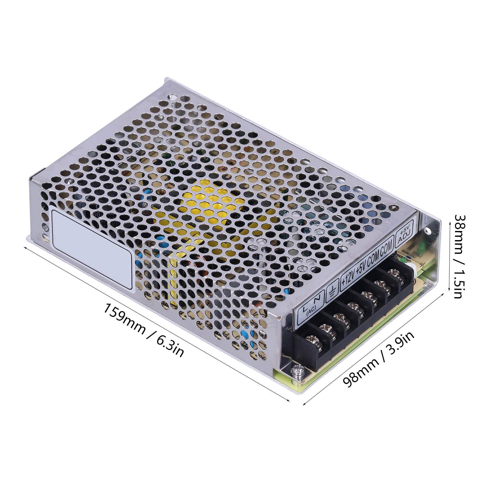 Alimentation à Découpage 60W Double Sortie 5V 4A & 12V 3A, Convertisseur AC/DC pour Projets Électroniques, LED – Entrée 100-240V AC – Boîtier Aluminium