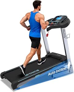 BORGUSI 15% Auto Incline Treadmill for Home with 320LB Capacity and Folding Design