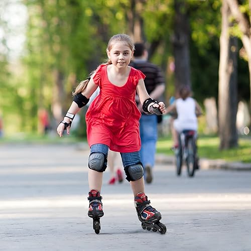 Miniatura 6 de MonSports Patines en línea ajustables para niños, patines de hoja rojonegroazul con ruedas iluminadas para niños principiantes, niñas y jóvenes,