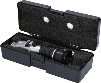 Refractometer-optical tester for battery fluid, antifreeze and AdBlue additives