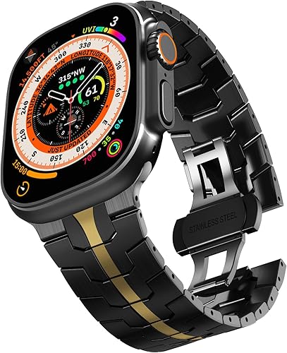 CHANCHY Correa de acero inoxidable compatible con Apple Watch Ultra Band de 1.929 in, 1.772 in, 1.732 in, 1.654 in, correa de metal con cierre