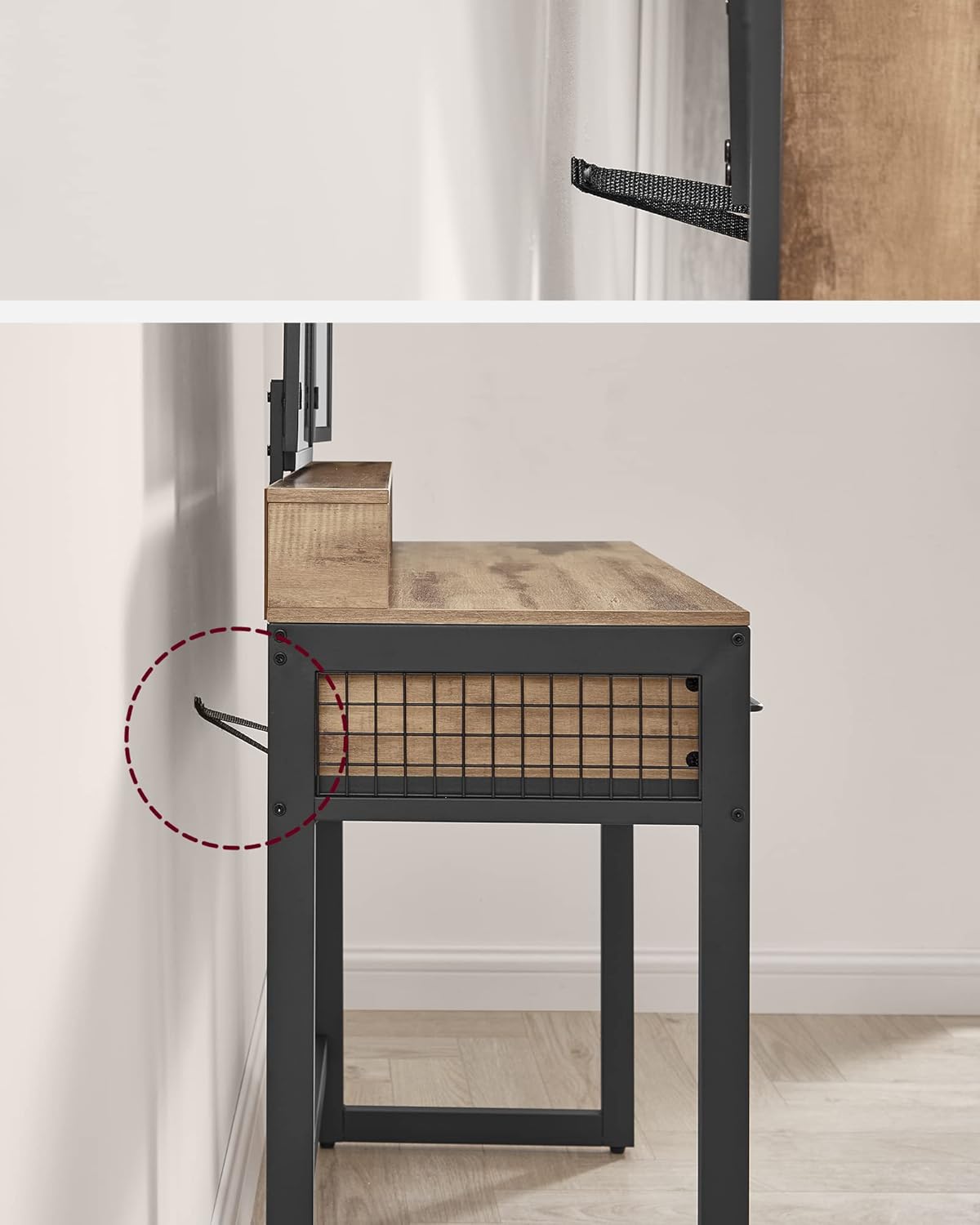 Wall attachment for vanity table