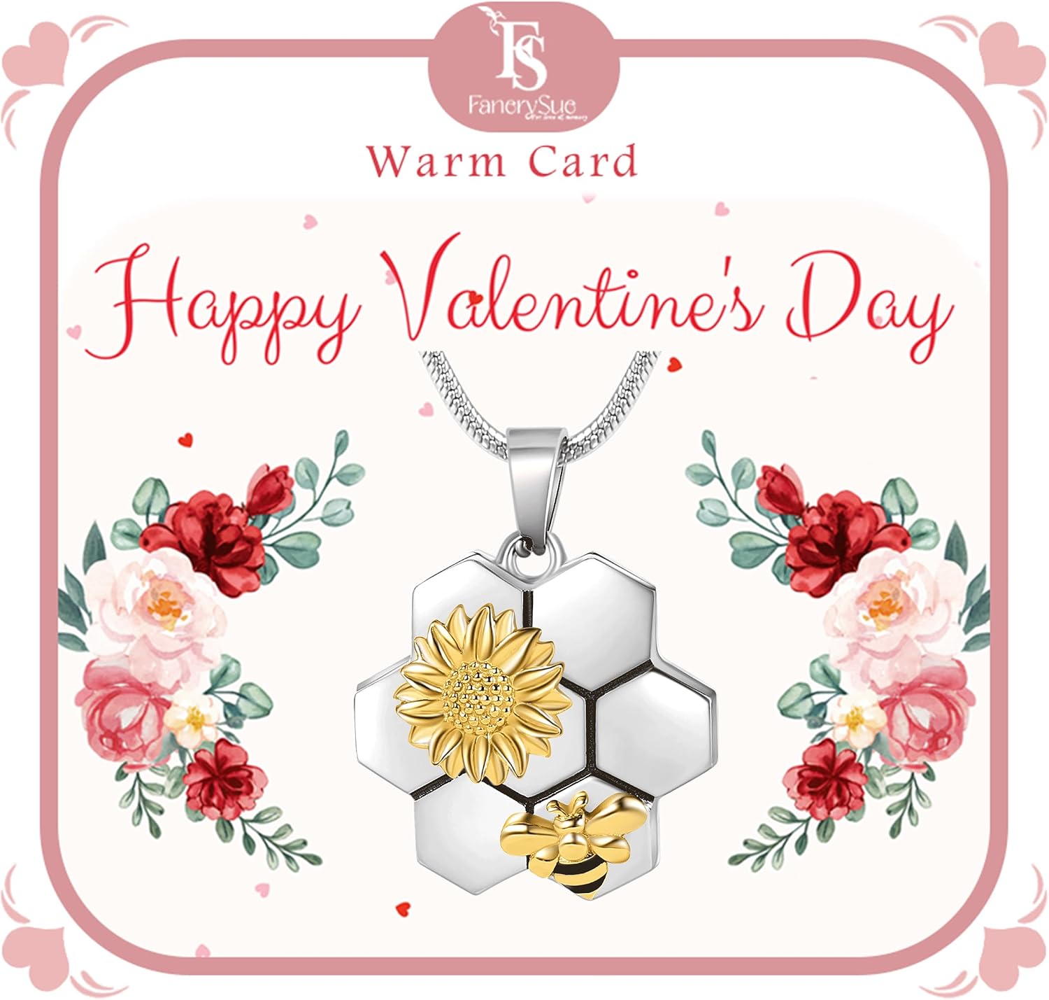Fanery Sue Personalized Locket Necklace that Holds Pictures, Bee Sunflower Lockets Necklaces Customize Photo Picture Pendant Jewelry for Women Girls