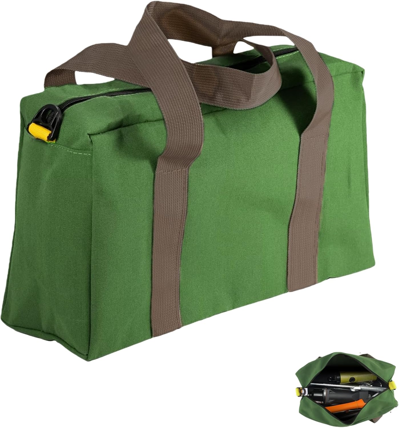 Canvas Wide Mouth Tool Bag, Large Capacity Tool Bags for Men, Portable Home Tool Organizer for Storage Handbag for Screwdrivers, Wrench, Plier, Nails, Pliers Repair Hand Tools (Green-20 Inch)
