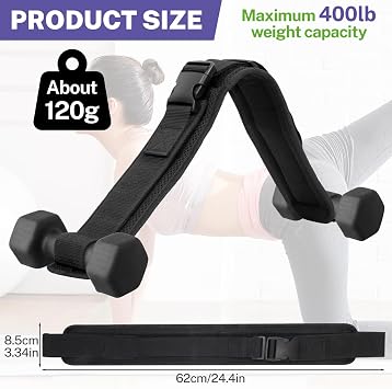 Hip Thrust Belt for Dumbbells, Adjustable Hip Thrust Slip-Resistant Padding, Exercise Belt for Glutes & Squats, Comfortable Weightlifting Belt Support for Glute Workout Equipment, Use with Heavy Duty Kettlebells & Plates Up to 400 lbs