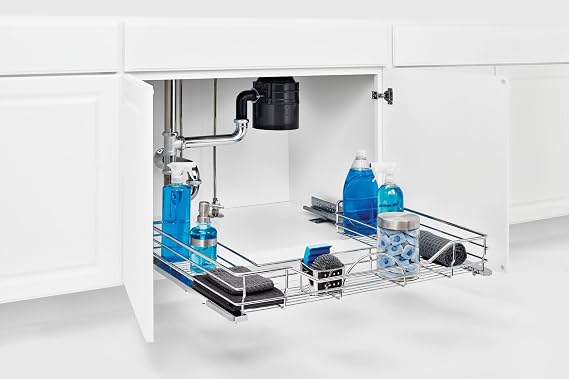 Rev-A-Shelf 33 Steel Undersink U-Shape Pullout Organizer w/Soft-Close