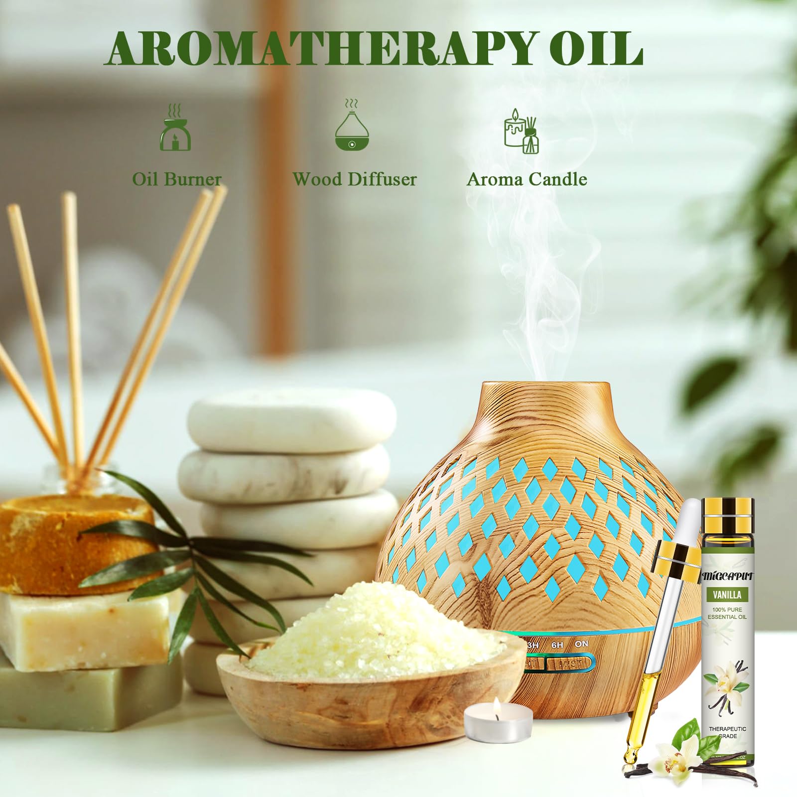 Migcaput Ätherische Öle Set 16X10ml, Naturrein Essential Oils, Aromatherapie Duftöle für Diffuser Luftbefeuchter Kerzen Seifen - Weihrauch, Teebaum, Zitronengras, Pfefferminze, Gewürznelke