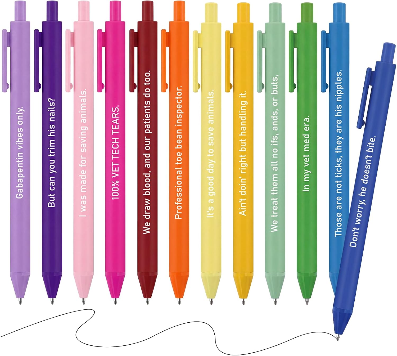 Sayglossy 12 Pcs Funny Vet Tech Pens Bulk Veterinarian Gifts Black Ink Ballpoint Pens 1.0 mm Point Writing Hospital Desk Accessories for Vet Tech Week Dog Care Puppy Clinic Animal Pet Groomers Lovers