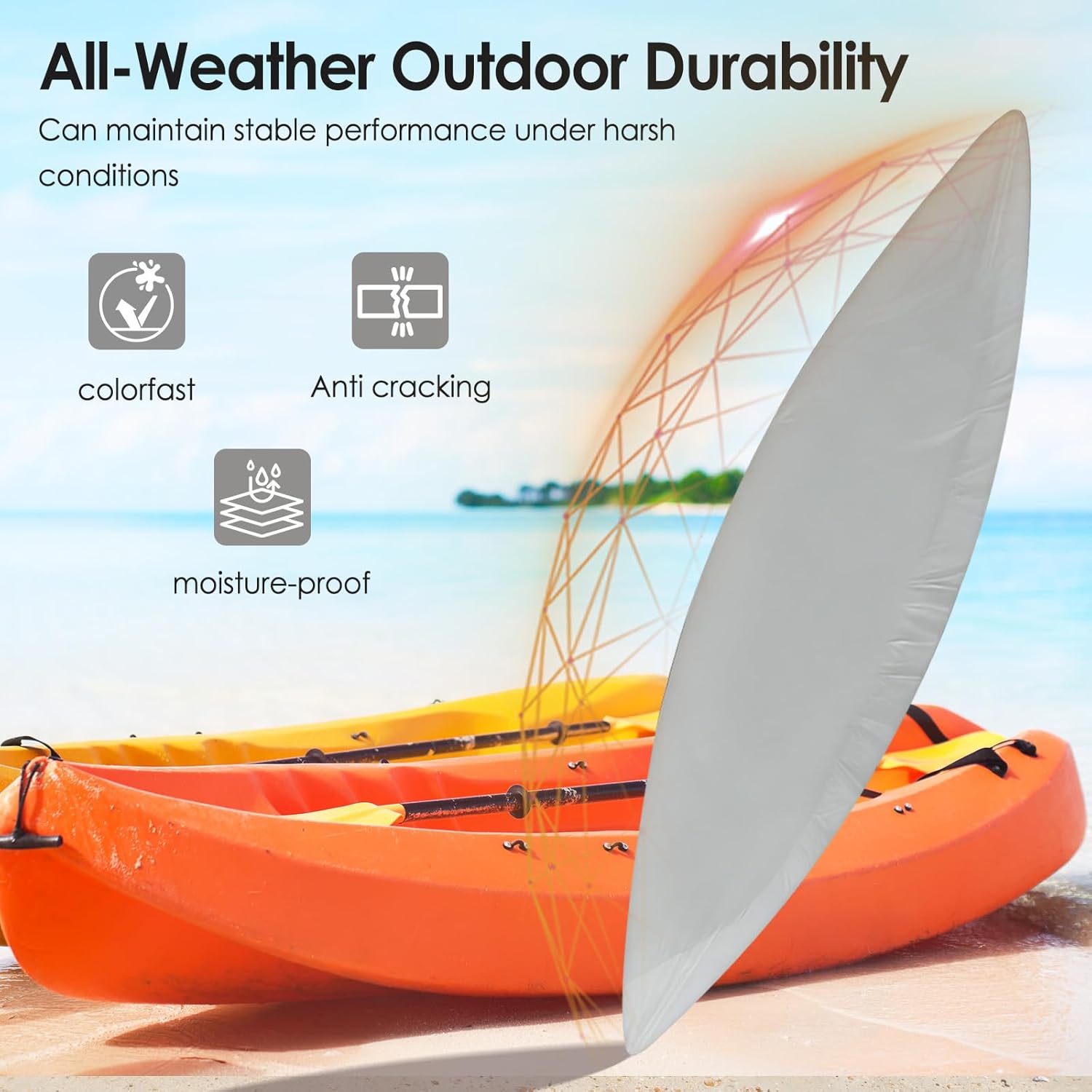 Kayak Cover,420D Heavy Duty Waterproof & UV Resistant Kayak Covers for Outdoor and Indoor Storage,Tear and Fade Resistant Canoe Cover (Grey, S (for 9.3-10.5ft Kayak))