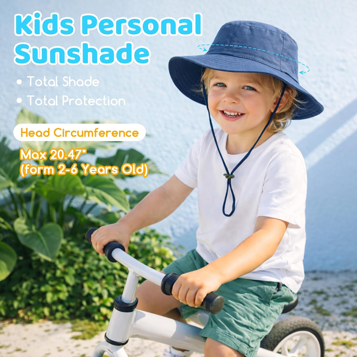 Comfoex 2-Pack Kids Toddler Sun Hat Summer UPF 50+ Wide Brim Adjustable Beach Hats for Boys Girls Age 2-6 Years