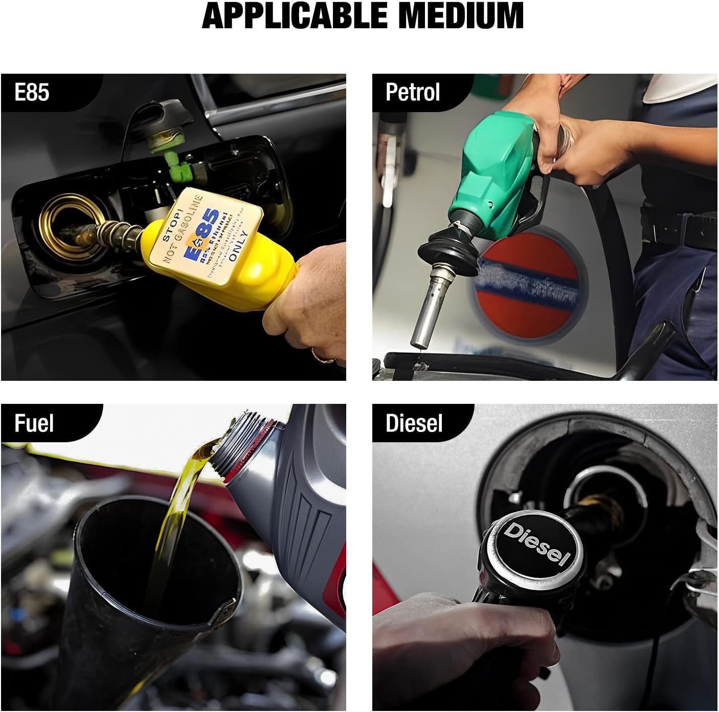 8AN 10FT Fuel Line Hose Kit, Black E85 Nylon Stainless Steel Braided Fuel Line with 8PCS Swivel Fittings