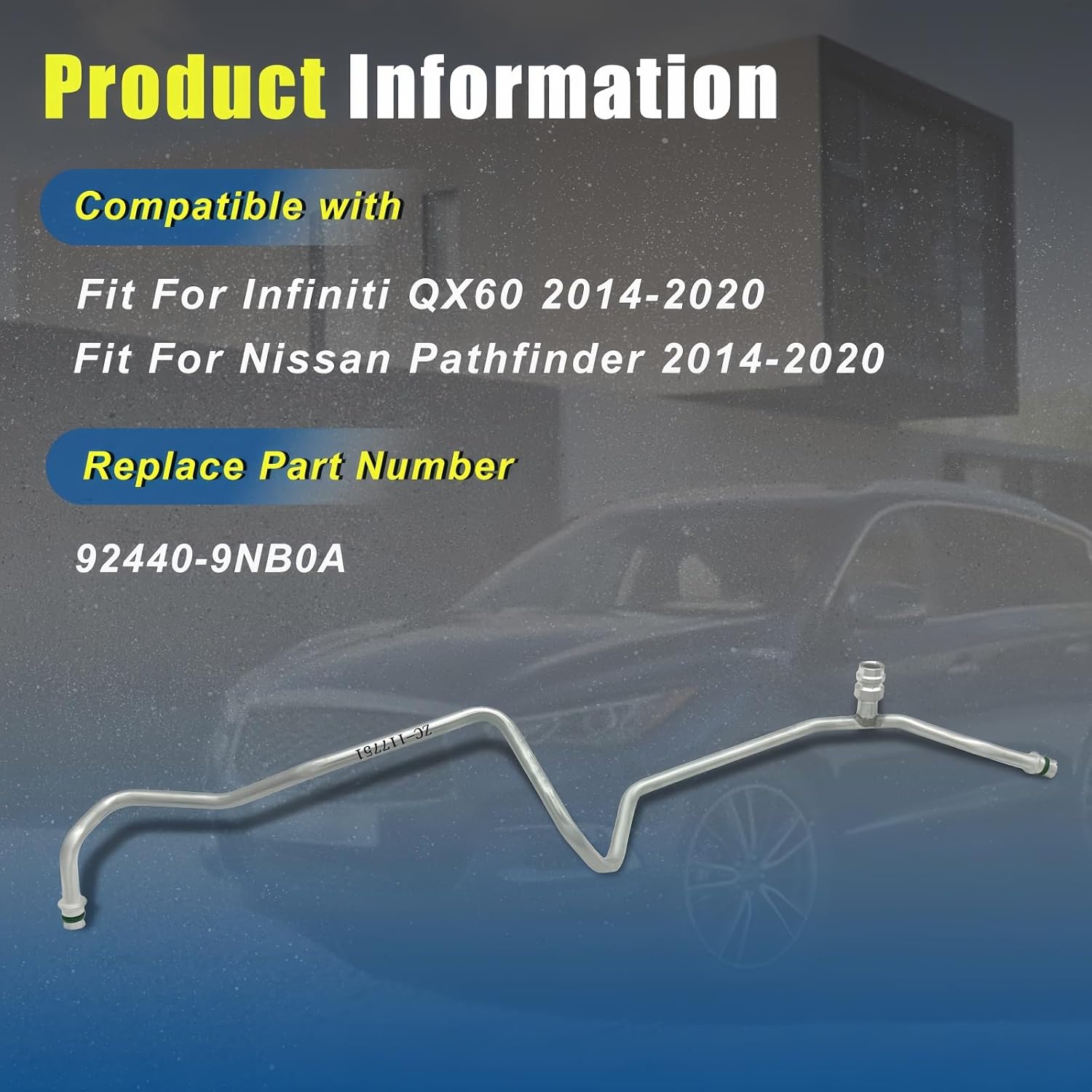 92440-9NB0A Front AC High Pressure Pipe Line, A/C Refrigerant Liquid Line Fit for 2014-2020 Infiniti QX60, 2014-2020 Nissan Pathfinder Replaces 924409NB0A