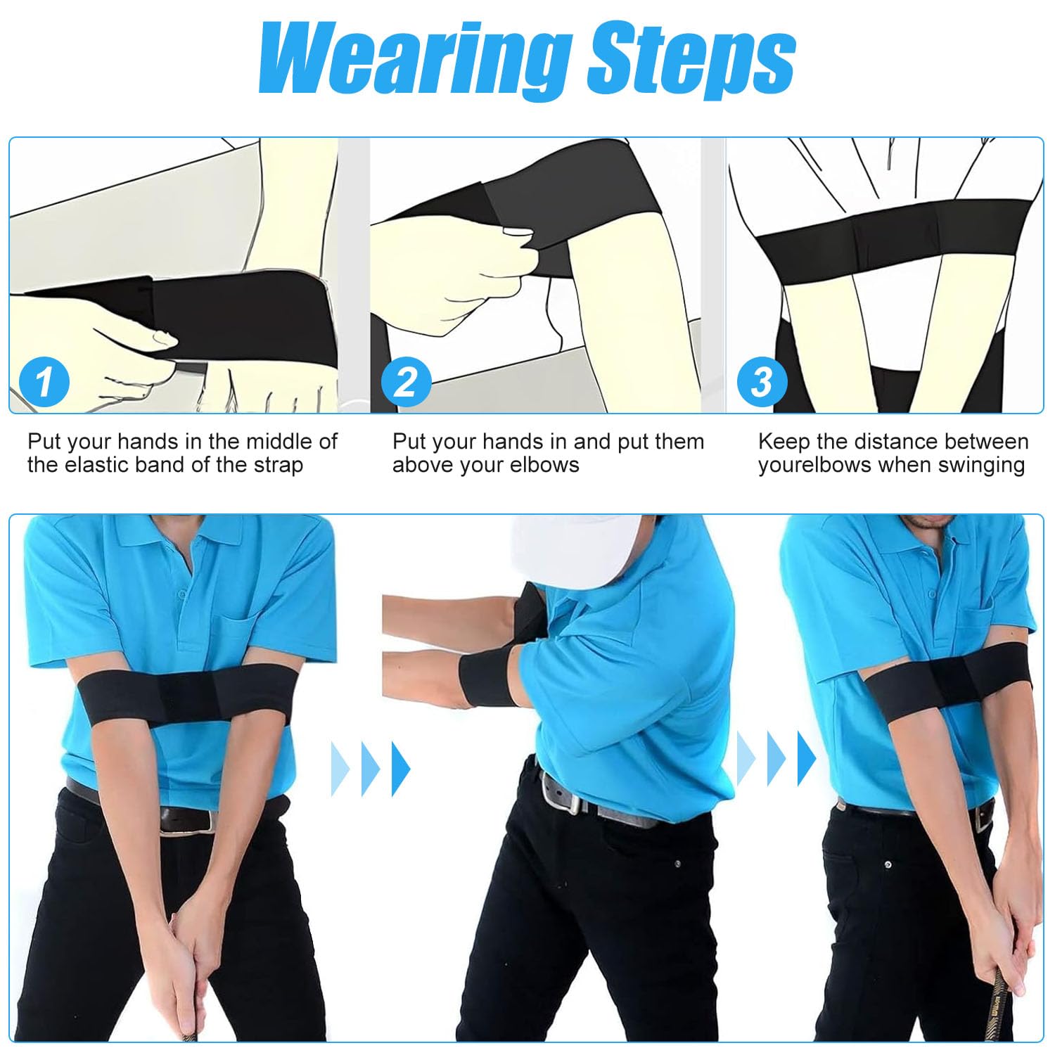 Golf Swing Trainer, Wrist Correction & Arm Band Set for Beginners