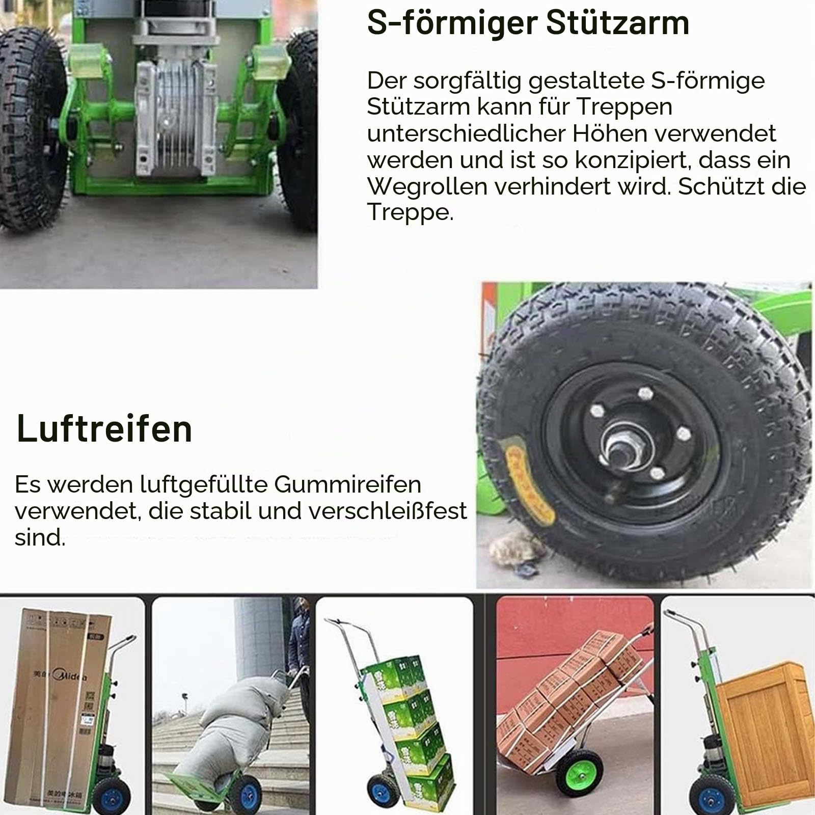 Elektrischer Treppensteiger, 1200 W Elektrisch Sackkarre Treppensteiger, Bürstenloser Motor, 400 Kg Tragkraft – Kann Treppen Und Abstiege BewäLtigen,001