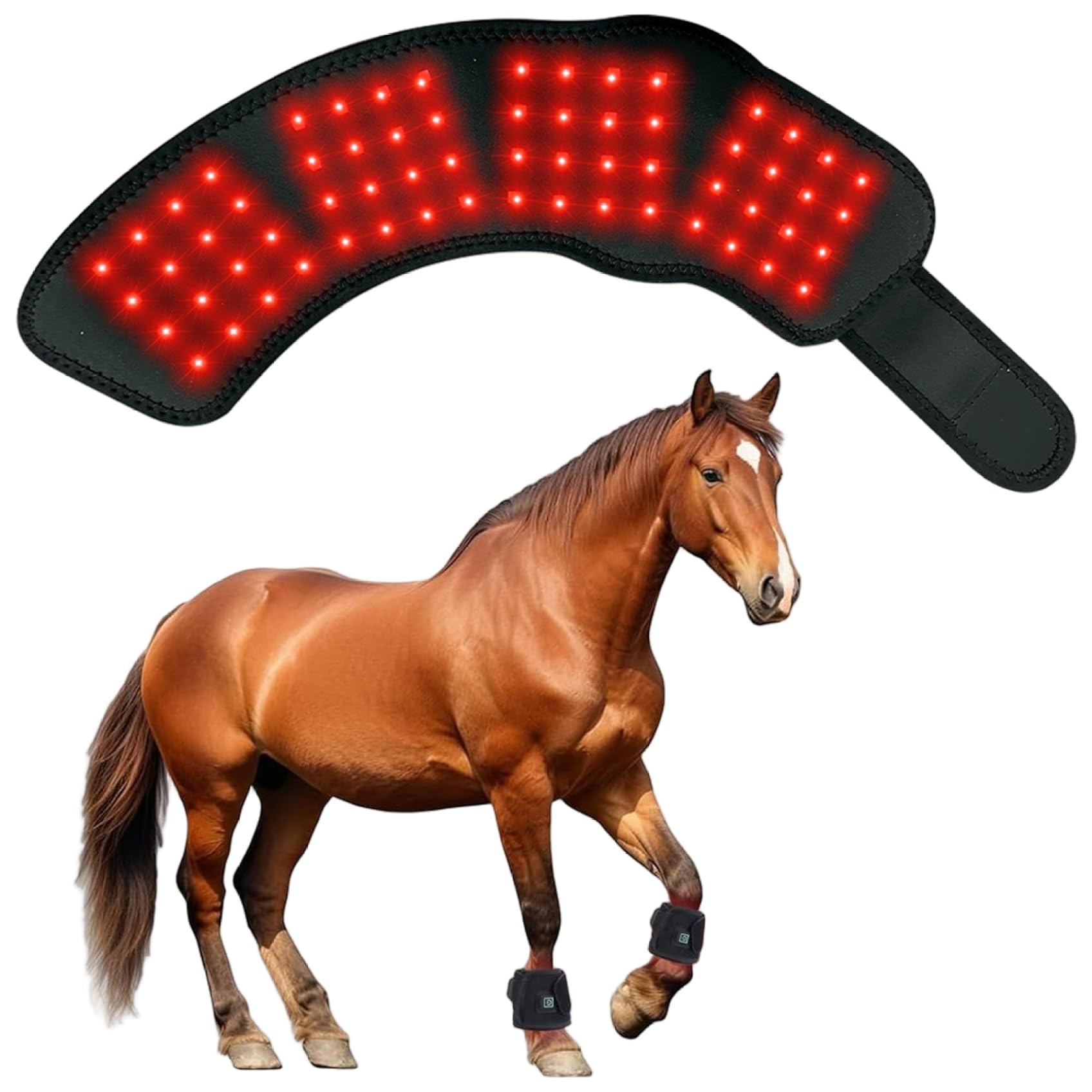 Thérapie lumière rouge chevaux au box ou en concours avec appareil portable sans fil