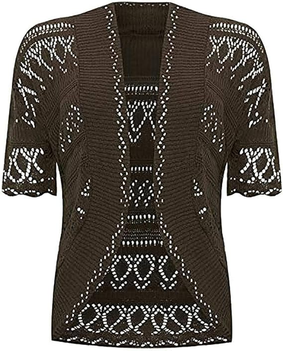 CuLtP Damen Chiffon Bolero Strickjacke Mit Kurzem Schnitt Vorne Und