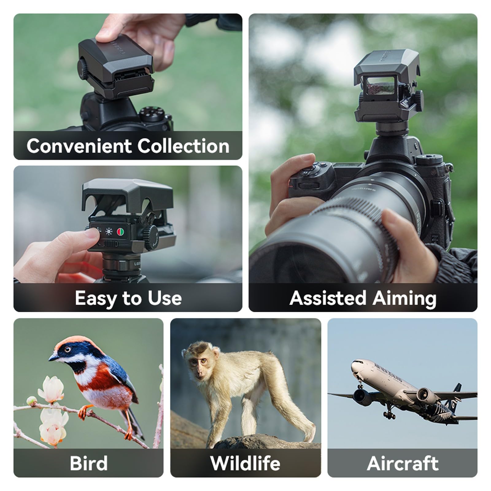 TTArtisan Dot Sight Red/Green Reticle Dot Sight pour la photographie téléobjectif, prise de vue d'oiseaux, avec 5 réglages de luminosité, griffe froide universelle compatible avec Canon Nikon Sony Fuj