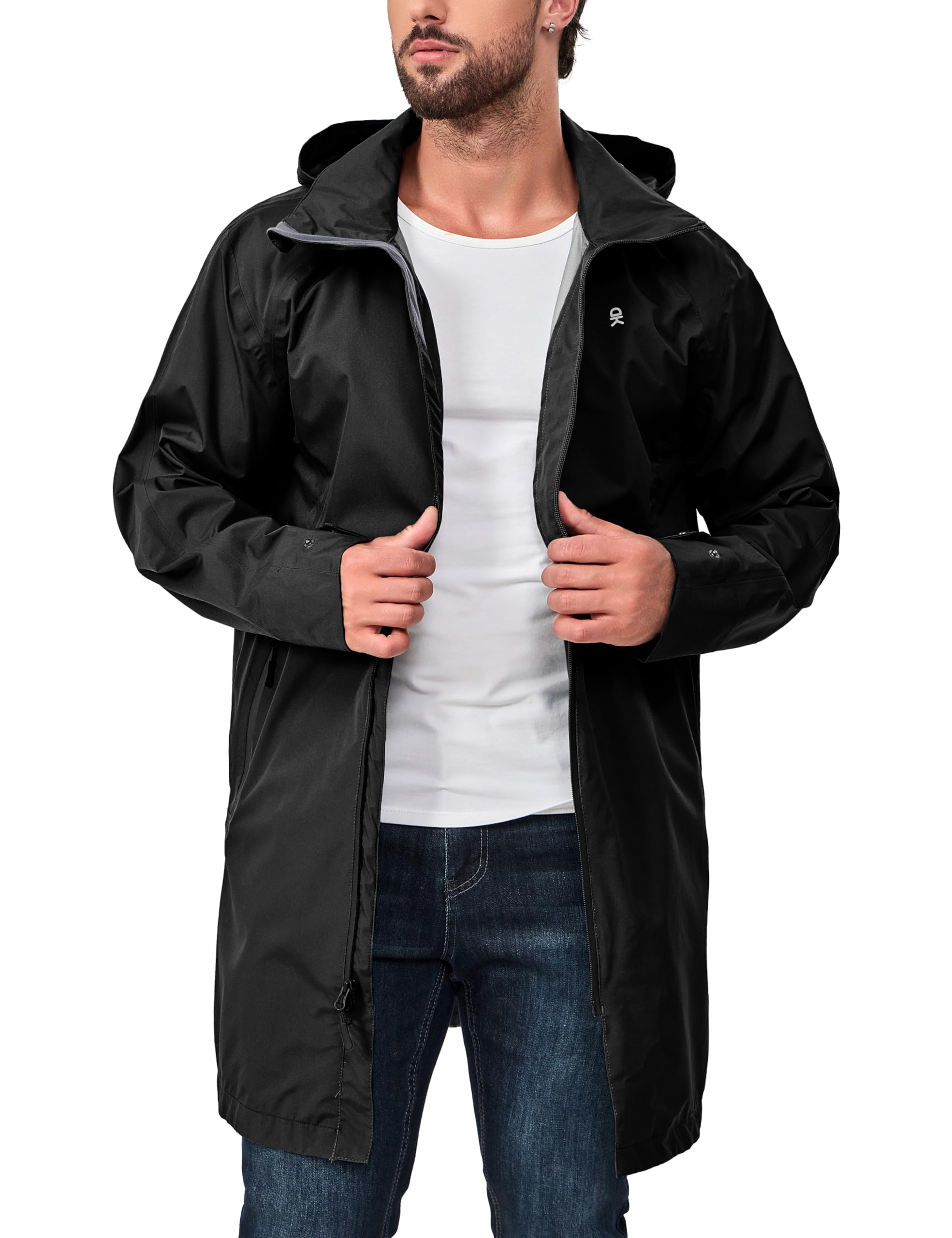 Little Donkey Andy Regenjacke Herren Wasserdicht Atmungsaktive Regenjacke Leichte Winddicht Outdoor leichte Regen Shell Berg Windbreaker langer Mantel für Wandern, Golf, Reisen