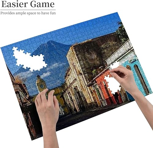 Miniatura 4 de Famoso rompecabezas de 500 piezas con vista de arco y volcán de Antigua Guatemala, juego de rompecabezas desafiante y estimulante, arte de pared,