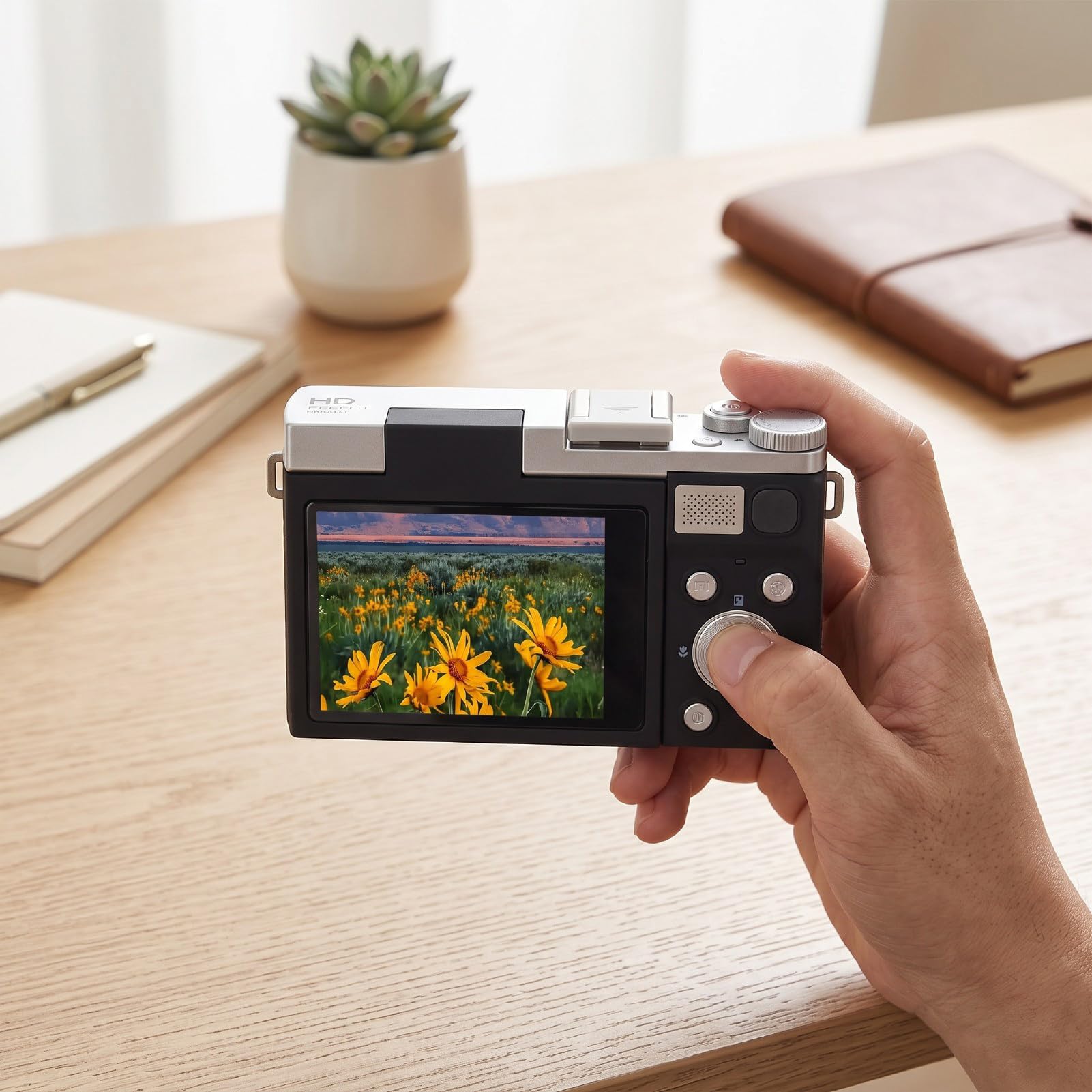 Alomejor Cámara Digital 4K para Fotografía, Pantalla Abatible de 2,8