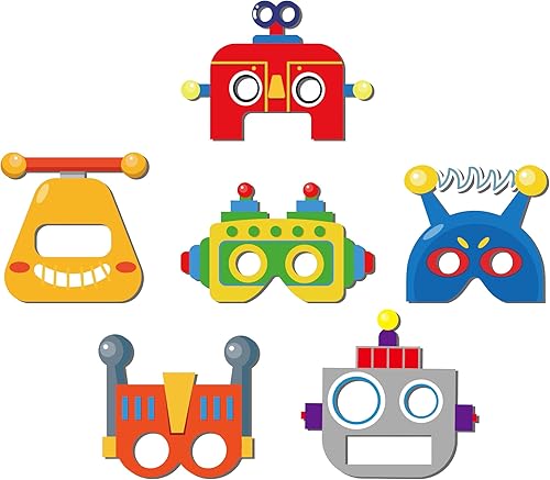 Miniatura 3 de 12 máscaras de papel robot para fiesta de cumpleaños, máscaras de cosplay para fiestas de cumpleaños, suministros de fiesta de bots, regalo de