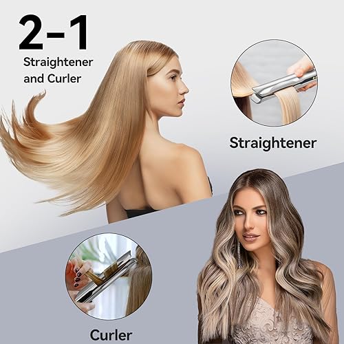 Miniatura 4 de Quico Plancha plana profesional con cuidado del cabello, 11 ajustes de temperatura, alisador de pelo de doble voltaje y rizador con apagado