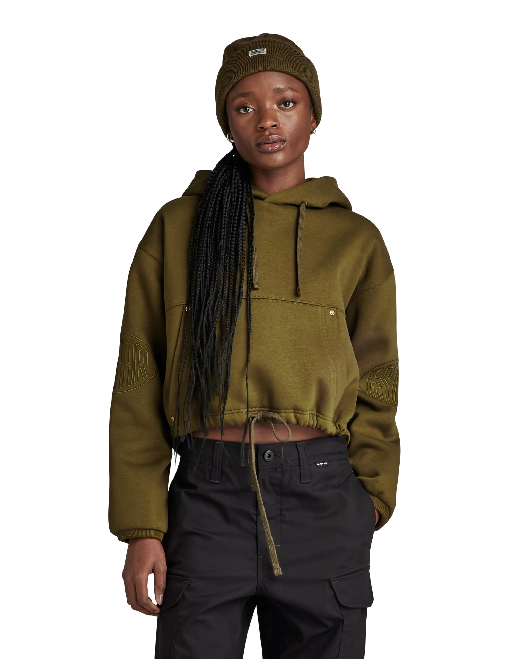 G-Star Sudadera Sleeve Graphic Cropped Loose Sudadera con Capucha Mujer (Pack de 1)