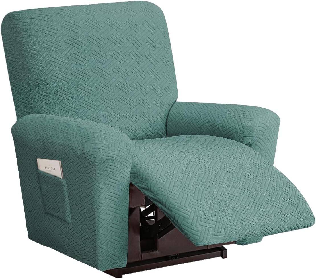 Universal Stretch Reclining Relax Chair Cover 1 Seater, 4-seat Relax Recliner Cover with Pockets, Removable Washable Non-Slip Chair Cover(Green,2 seat)
