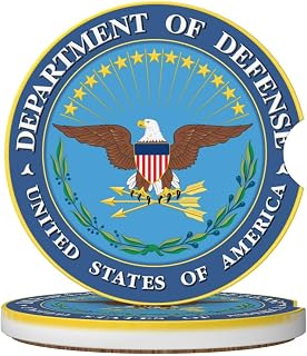 United States Department of Defense Seal Car Coasters Men Women's Ceramic Coasters 2.56 Inches Ceramic Stone and Non-Scratch Cork Bottom Coasters(2 PCS)