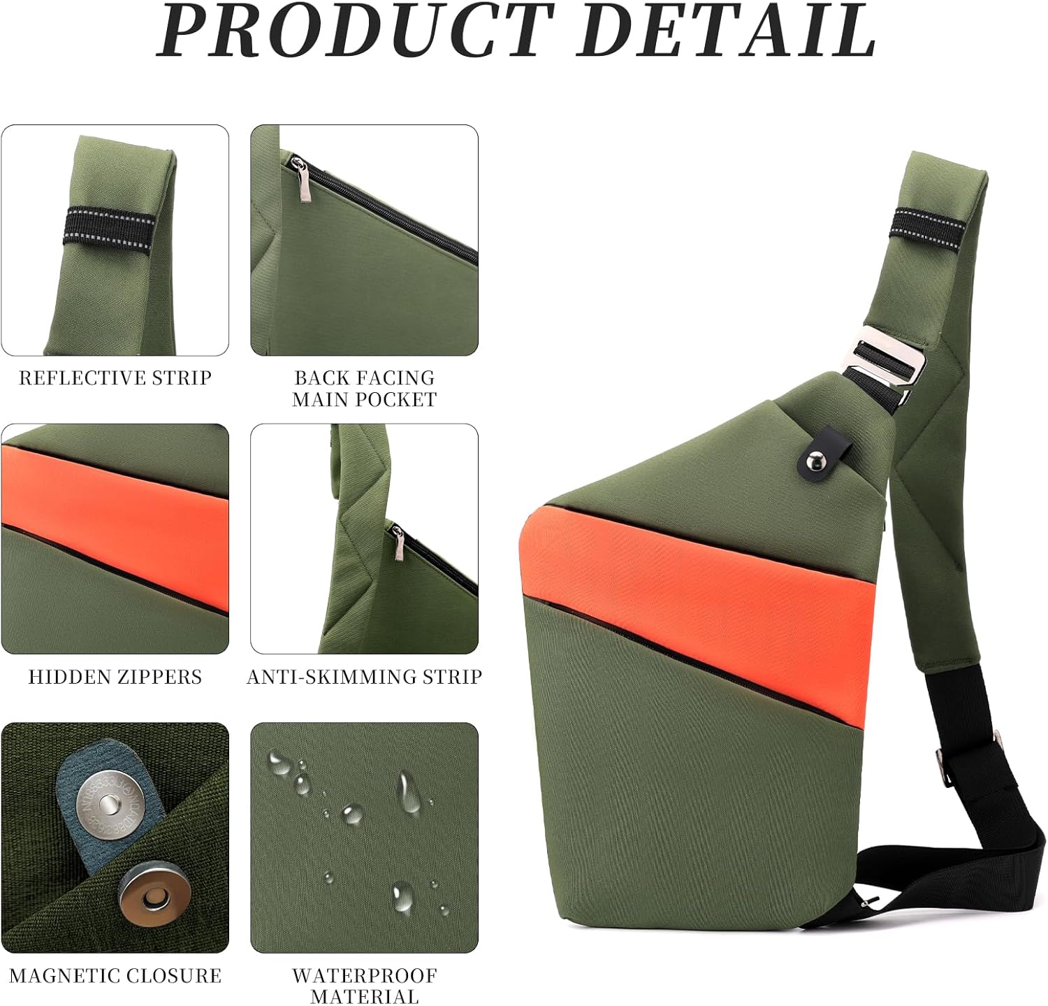 Anti Theft Crossbody Travel Bag - Multi-pocket Shoulder Bag with Adjustable Strap,Slim Sling Bag for Women Men - Image 4