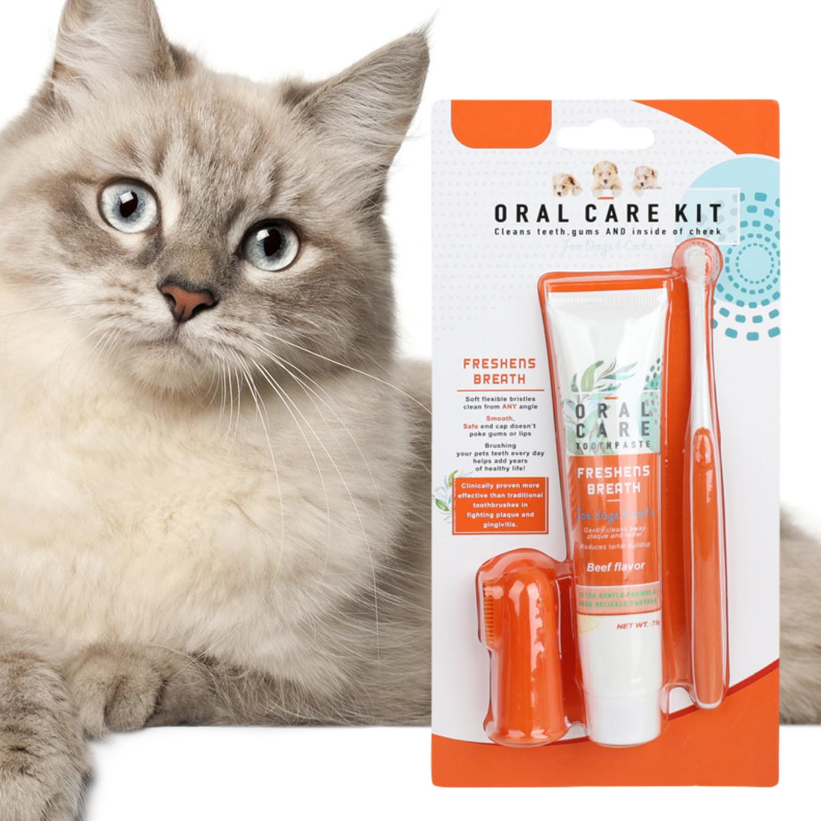 Pet Dental Care Set, Dog & Cat Toothbrush and Toothpaste, Finger Toothbrush, Teeth Cleaning Products