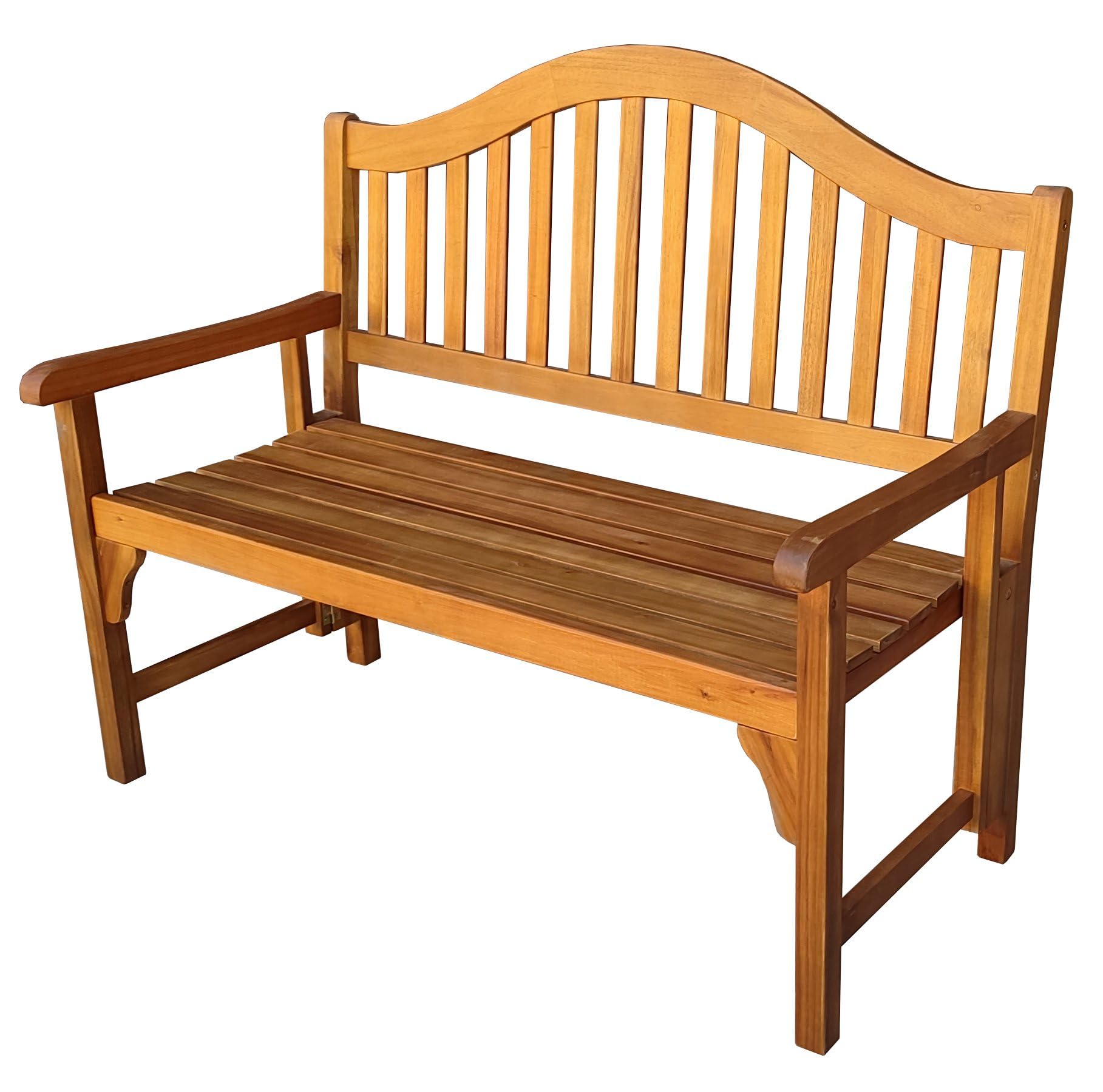 Garden Gear Acacia 2 Seater Foldable Bench Water Resistant Durable Hardwood Pre-Treated 122 x 62 x 104cm Outdoor Garden Patio Decking Furniture Easy Storage (Acacia hardwood Bench)