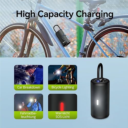 Miniatura 4 de Inflador de neumáticos con compresor de aire portátil, inflado rápido, bomba de aire inalámbrica de 150 PSI para neumáticos de automóvil con luz de