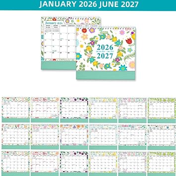 Desktop Calendar 2026-2027 18-Month Spiral Bound Home Supplies