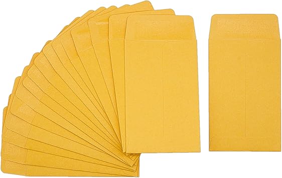 Homrelaxy #1 120 Pcs Small Coin Envelopes 2.25" x 3.5" with Gummed Flap, Yellow Kraft Mini Envelopes for Storing Keys, Stamps, Seeds, Tips and Small Items 120