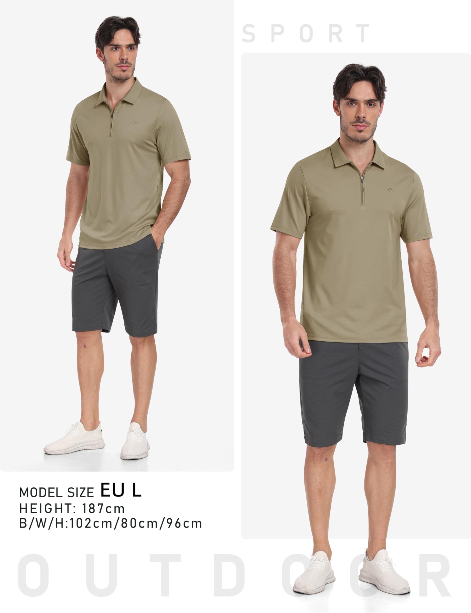 MoFiz Polo con Cremallera Hombre Camiseta Manga Corta Verano Polo Trabajo Deportivo Transpirable Golf Tops