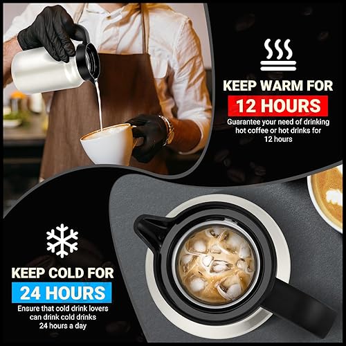 Miniatura 2 de Jarras térmicas de café de 51 onzas para mantener el calorfrío, jarra de café de acero inoxidable, jarra de agua aislada a prueba de polvo para