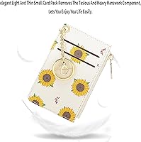 Vista 22 de Carteras pequeñas de cuero delgado para mujeres, tarjetero, cartera, monedero con llavero beige (B-Beige)