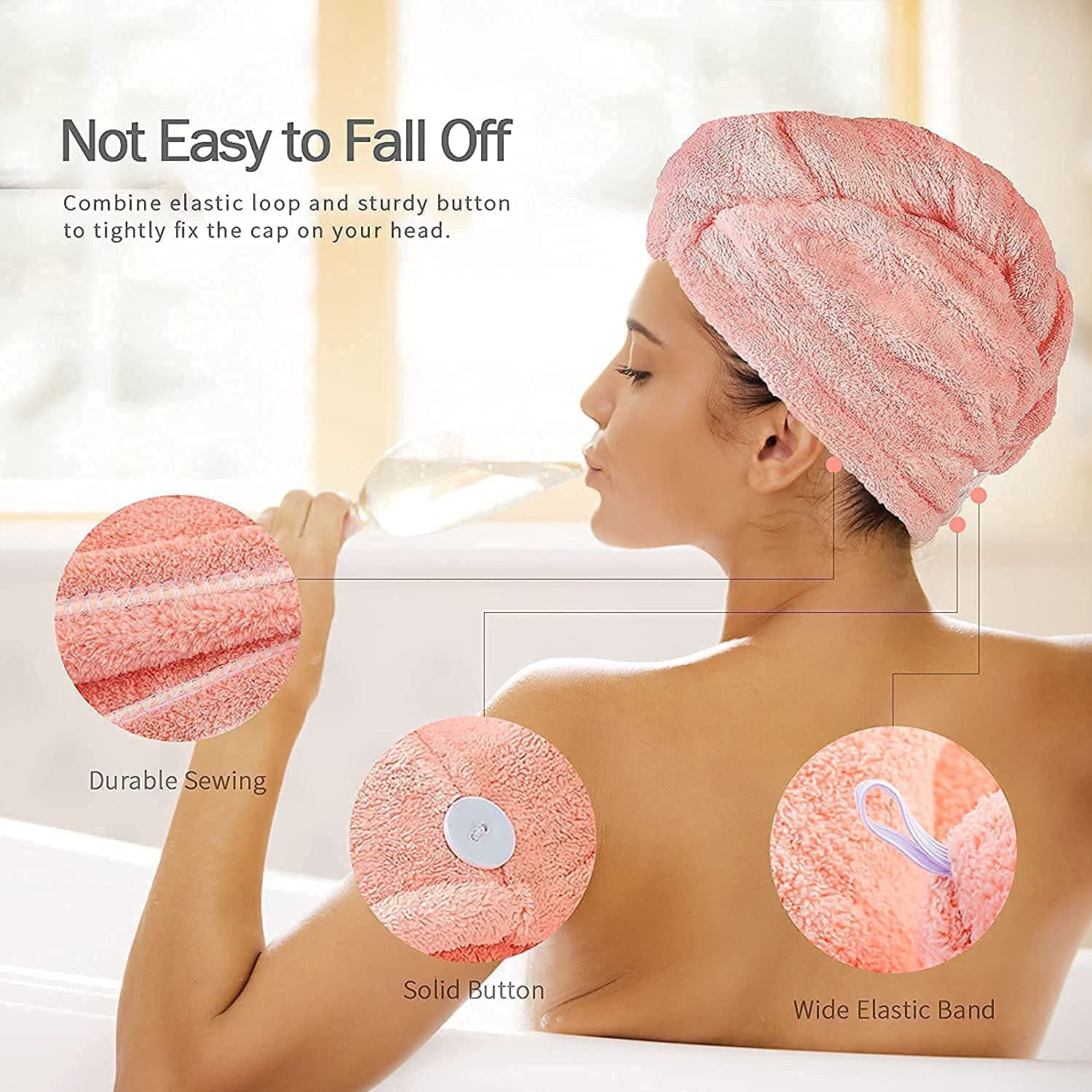 Vyoma Hair Towel Wrap Absorbent Towel Hair-Drying Quick Dry Shower Caps Bathrobe Magic Hair Warp Towel Super Quick-Drying Microfiber Bath Towel Hair Dry Cap Salon Towel (Multicolour, Pack of 2) 2
