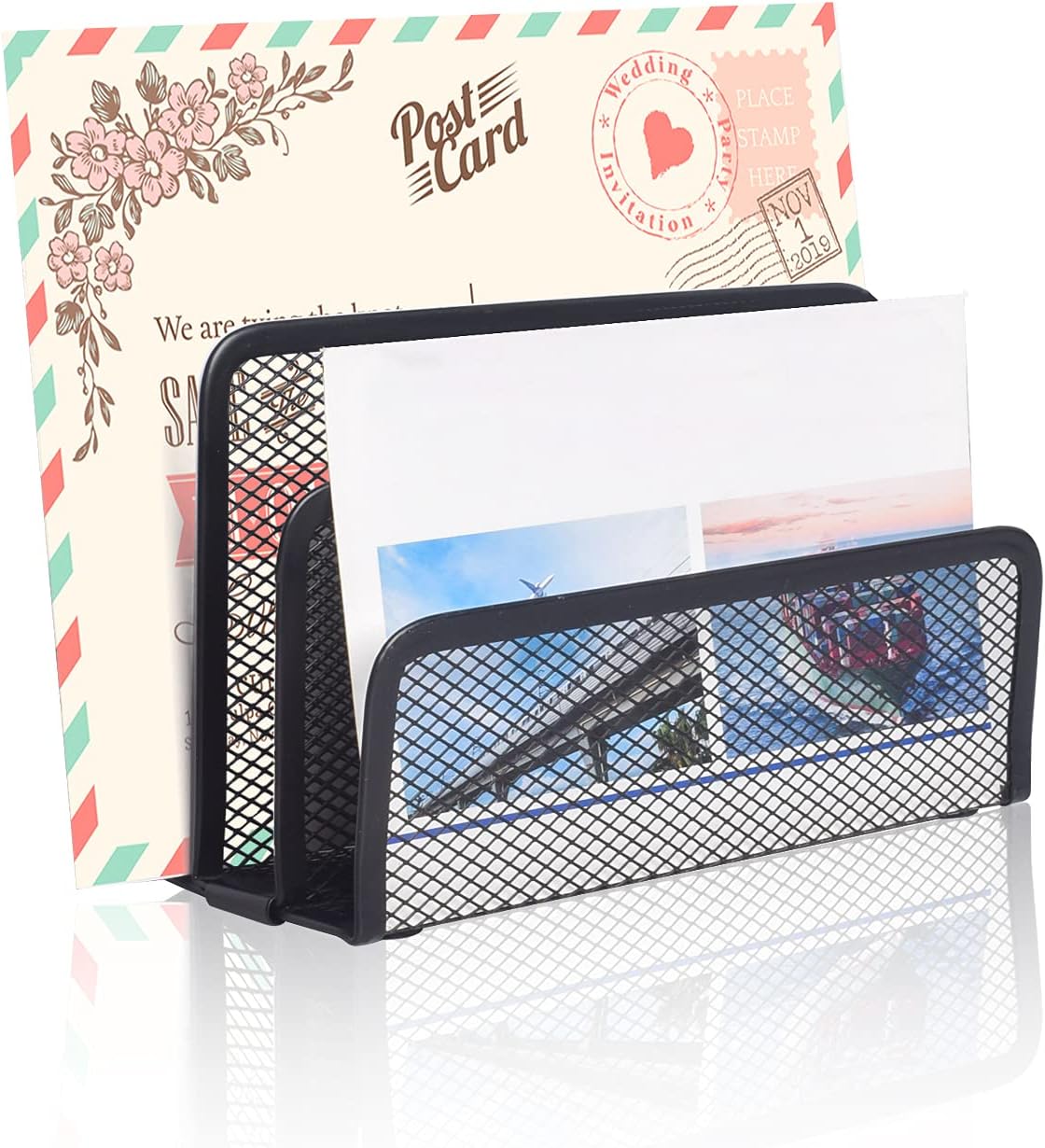 Desk Mail Organizer Small File Holders Letter Metal Mesh Document/Filing/Folders/Paper Organizer for Desktop