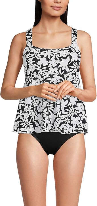 Lands' End Women's Adjustable Scoop Neck Flutter Tankini Top