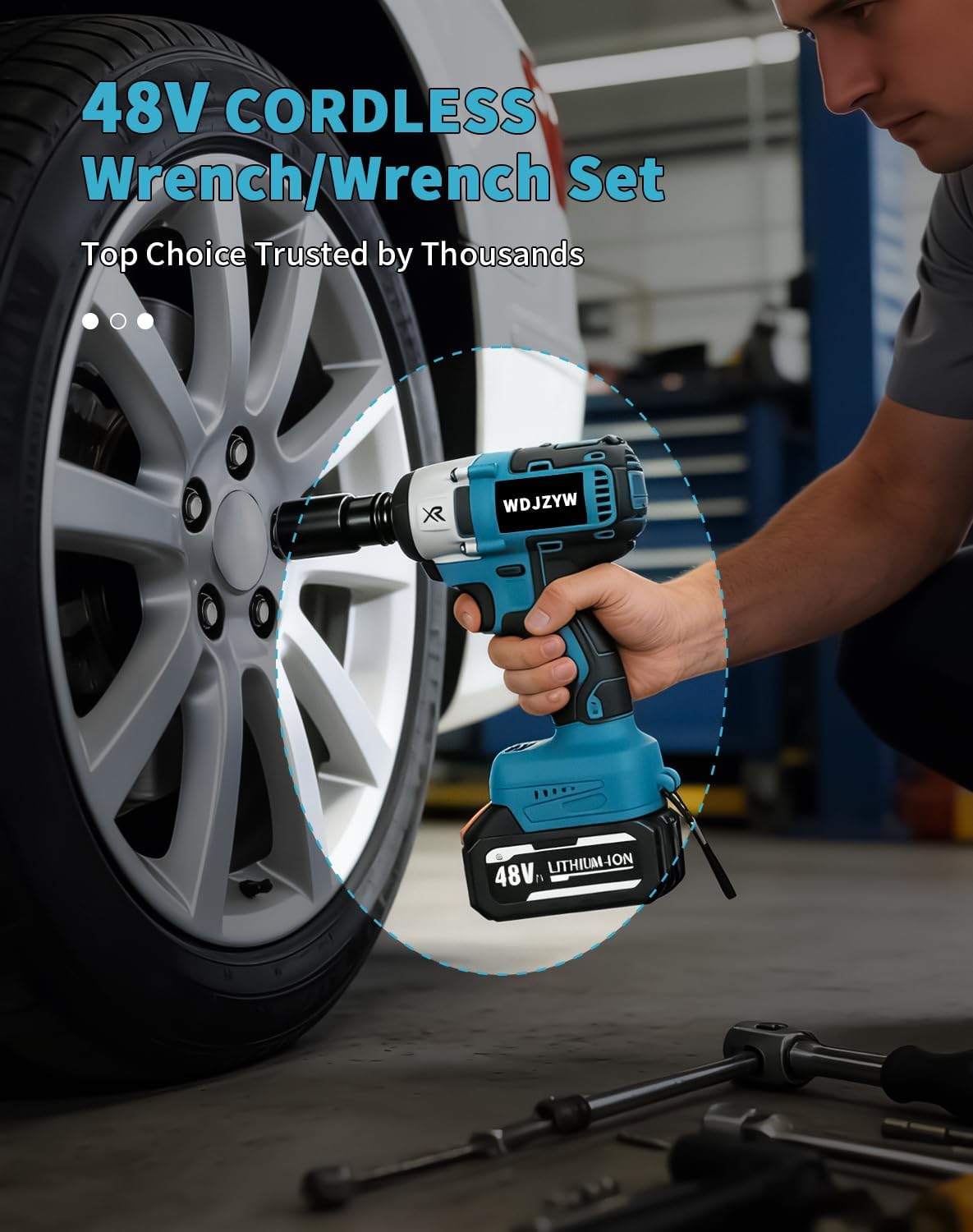 1/2" Brushless Cordless Impact Wrench, 1300N·m High Torque, 4-Speed Auto-Stop,Battery& Fast Charger, Heavy Duty Power Tool for Auto Repair & Lug Nut Removal